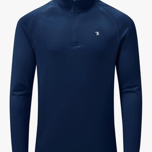 Men's Navy Blue Quarter-Zip Athletic Shirt With UV Protection